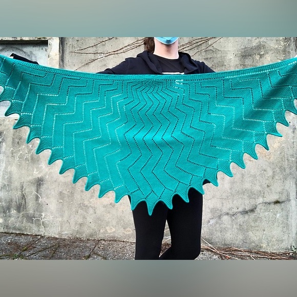 handmade Accessories - Handmade knit Scarf / Shawl, funky Christmas winter wool bandana